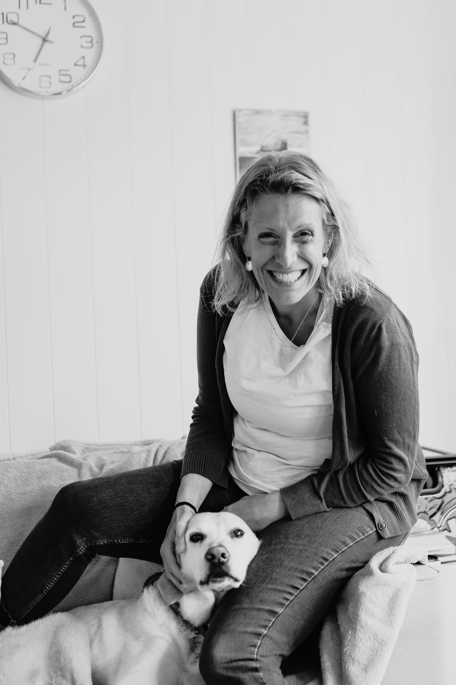 Dr Helen Ross at home with her dog